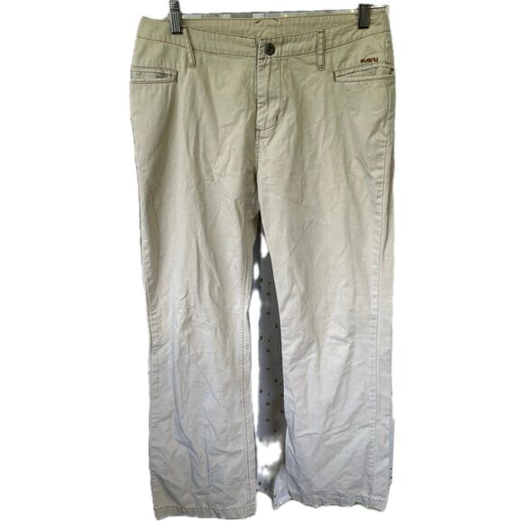 Kavu Women's 100% Cotton Relaxed Fit Wide Leg Khaki Pants 6 - Picture 1 of 6